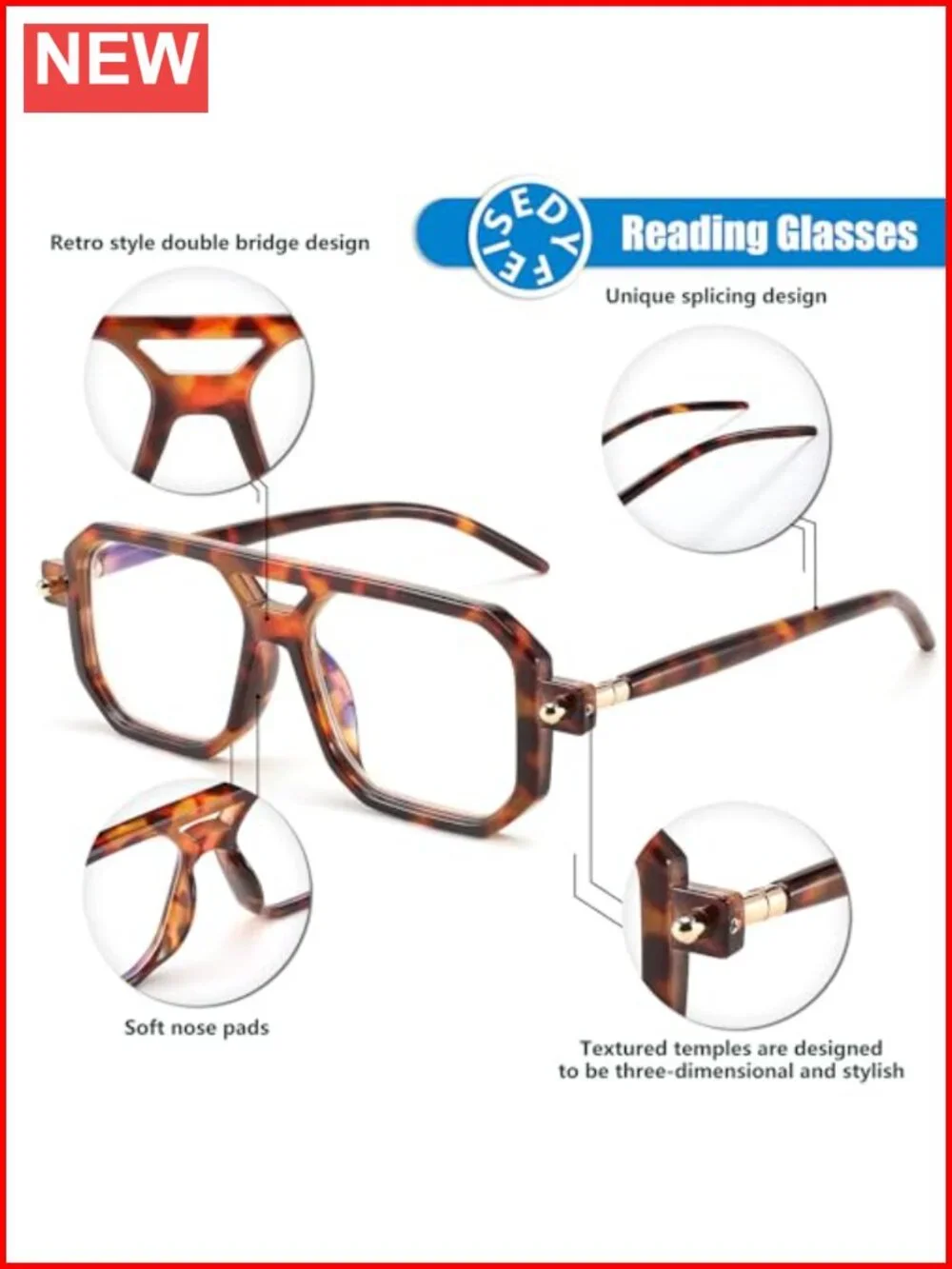 Vintage Square Blue Light Blocking Reading Glasses for Women Men Plastic Resin